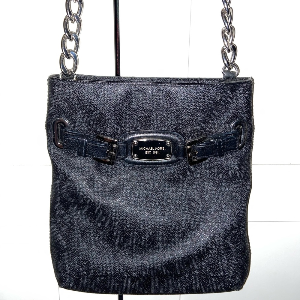 Michael Kors Black & Silver MK Symbol Crossbody